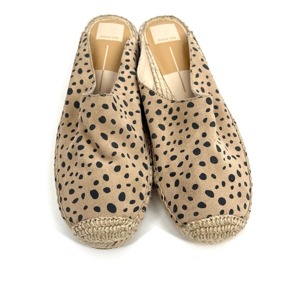 Dolce Vita Womens 8 Tan Leopard Espadrille Mules - Picture 2 of 8